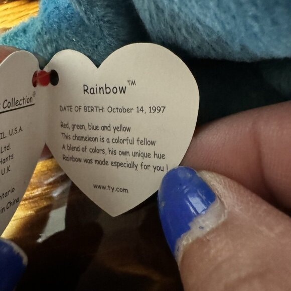Rare Original Beanie Baby Rainbow 1997 Retired W TRUE Errors Iggy Fabric PVC VTG - Picture 10 of 13
